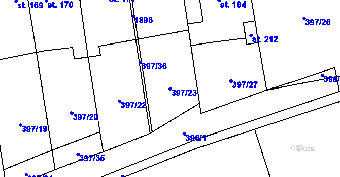 Parcela st. 397/23 v KÚ Jílovice u Trhových Svinů, Katastrální mapa