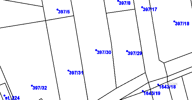 Parcela st. 397/30 v KÚ Jílovice u Trhových Svinů, Katastrální mapa