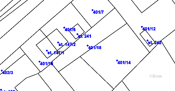 Parcela st. 401/18 v KÚ Jílovice u Trhových Svinů, Katastrální mapa