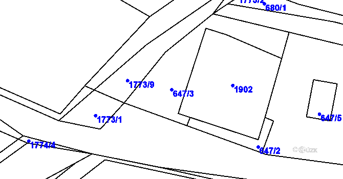Parcela st. 647/3 v KÚ Jílovice u Trhových Svinů, Katastrální mapa