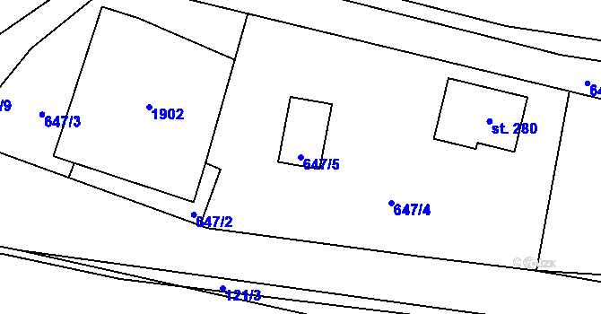 Parcela st. 647/5 v KÚ Jílovice u Trhových Svinů, Katastrální mapa