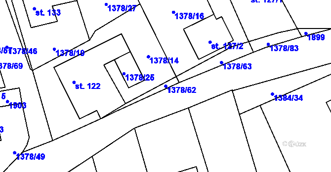 Parcela st. 1378/62 v KÚ Jílovice u Trhových Svinů, Katastrální mapa