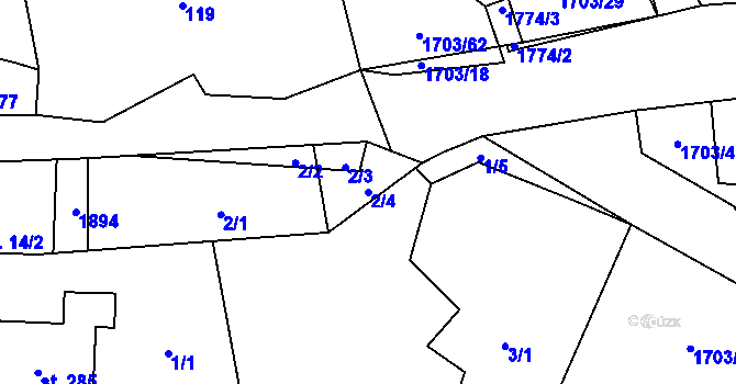 Parcela st. 2/4 v KÚ Jílovice u Trhových Svinů, Katastrální mapa
