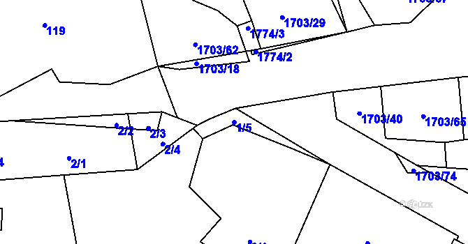 Parcela st. 1/5 v KÚ Jílovice u Trhových Svinů, Katastrální mapa
