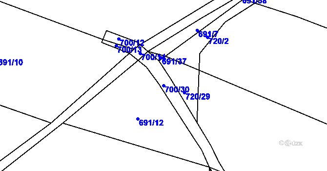 Parcela st. 700/30 v KÚ Jílovice u Trhových Svinů, Katastrální mapa