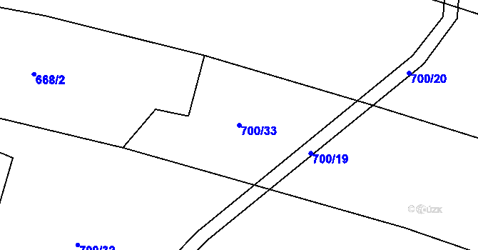 Parcela st. 700/33 v KÚ Jílovice u Trhových Svinů, Katastrální mapa