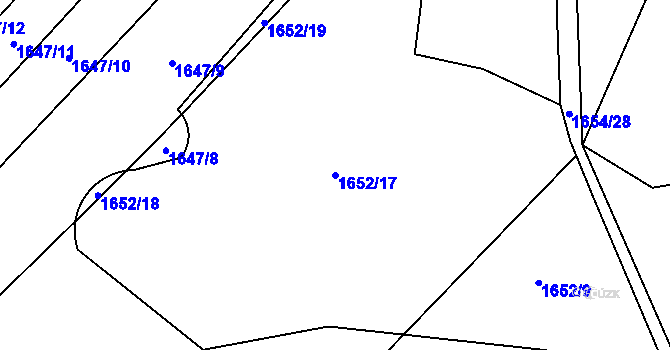 Parcela st. 1652/17 v KÚ Jílovice u Trhových Svinů, Katastrální mapa