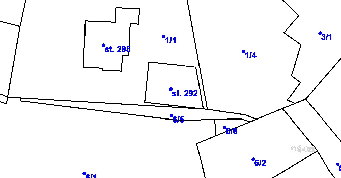 Parcela st. 292 v KÚ Jílovice u Trhových Svinů, Katastrální mapa