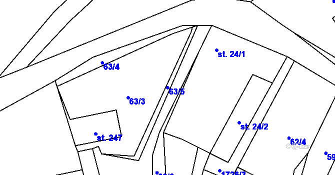 Parcela st. 63/5 v KÚ Jílovice u Trhových Svinů, Katastrální mapa