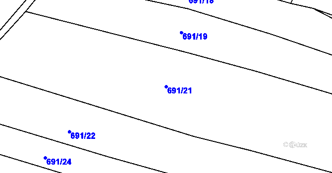 Parcela st. 691/21 v KÚ Jílovice u Trhových Svinů, Katastrální mapa