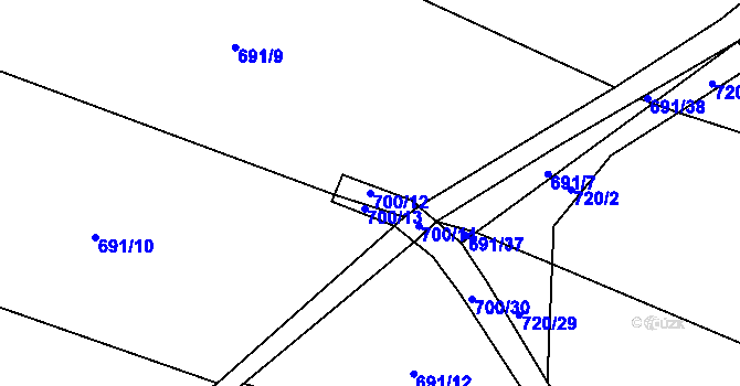 Parcela st. 700/12 v KÚ Jílovice u Trhových Svinů, Katastrální mapa