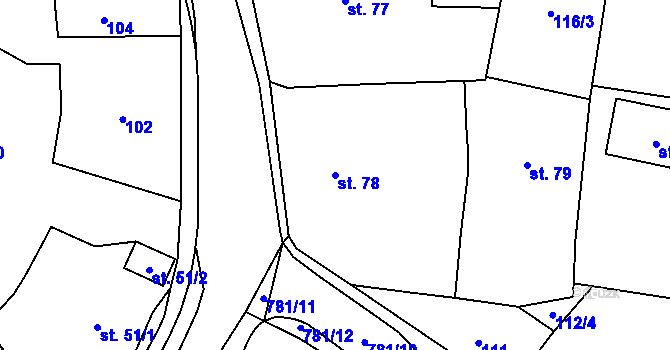 Parcela st. 78 v KÚ Jílovice u Českého Meziříčí, Katastrální mapa