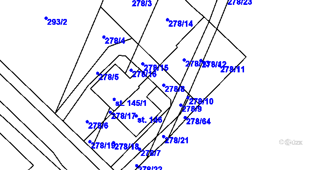 Parcela st. 278/8 v KÚ Jílovice u Českého Meziříčí, Katastrální mapa