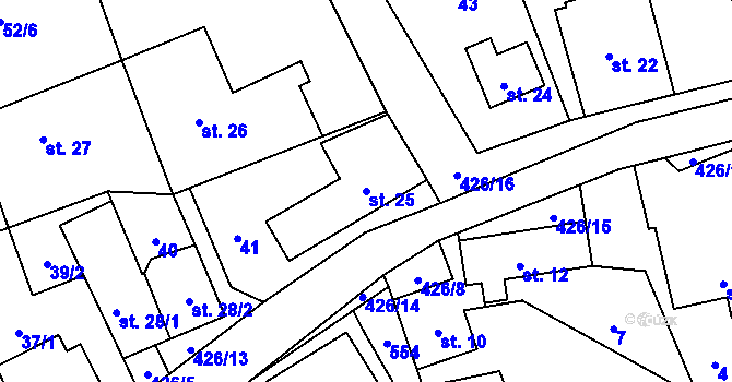 Parcela st. 25 v KÚ Jíloviště, Katastrální mapa