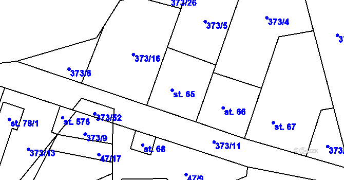 Parcela st. 65 v KÚ Jíloviště, Katastrální mapa