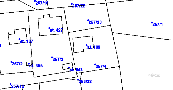Parcela st. 109 v KÚ Jíloviště, Katastrální mapa