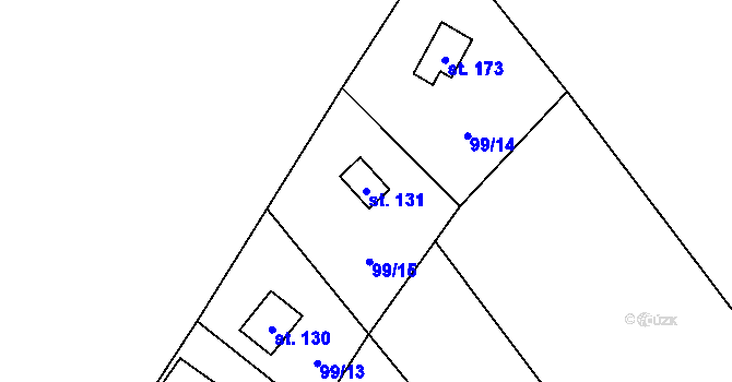 Parcela st. 131 v KÚ Jíloviště, Katastrální mapa