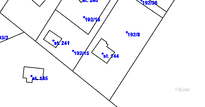 Parcela st. 144 v KÚ Jíloviště, Katastrální mapa
