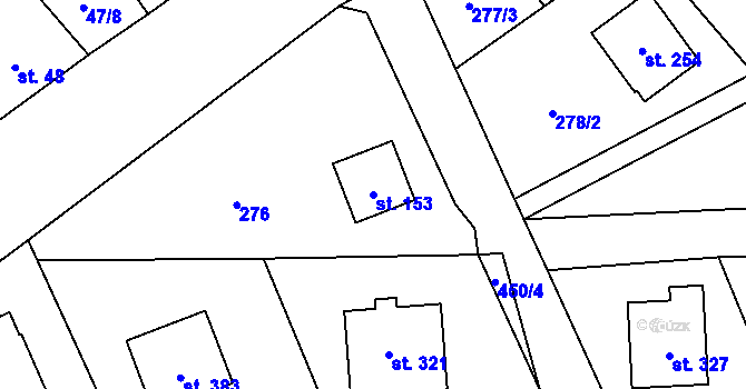 Parcela st. 153 v KÚ Jíloviště, Katastrální mapa