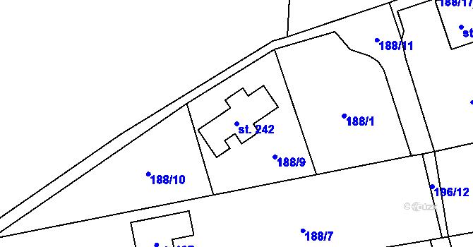 Parcela st. 242 v KÚ Jíloviště, Katastrální mapa