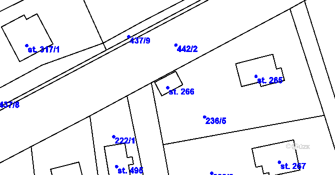 Parcela st. 266 v KÚ Jíloviště, Katastrální mapa