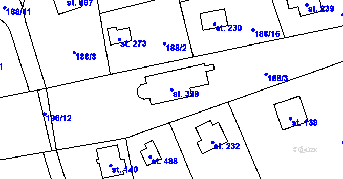 Parcela st. 339 v KÚ Jíloviště, Katastrální mapa