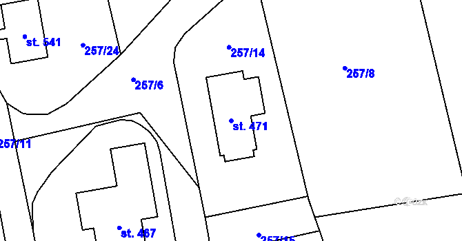 Parcela st. 471 v KÚ Jíloviště, Katastrální mapa