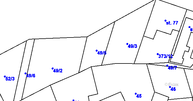 Parcela st. 49/5 v KÚ Jíloviště, Katastrální mapa