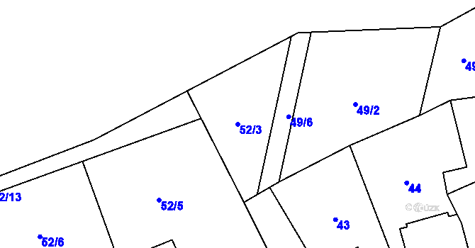 Parcela st. 52/3 v KÚ Jíloviště, Katastrální mapa