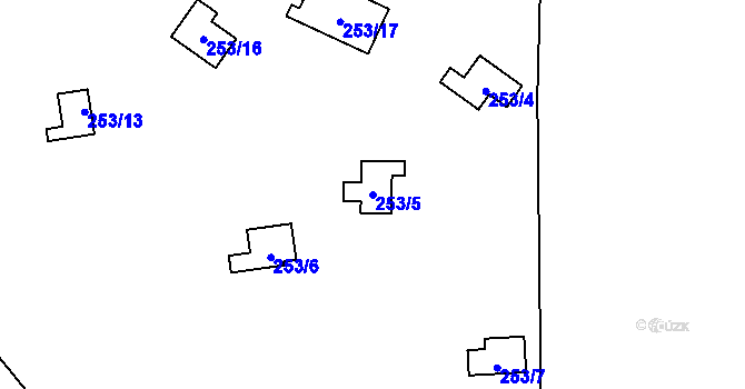 Parcela st. 253/5 v KÚ Jíloviště, Katastrální mapa