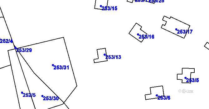 Parcela st. 253/13 v KÚ Jíloviště, Katastrální mapa