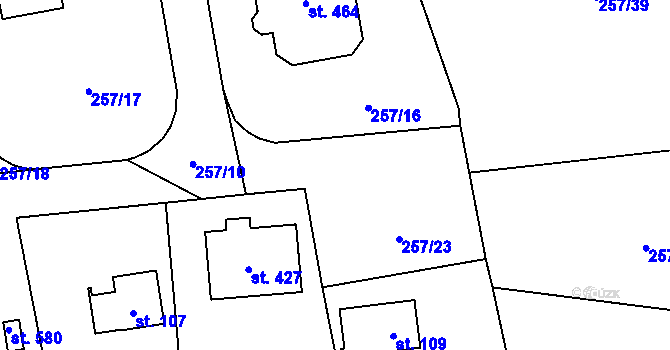 Parcela st. 257/22 v KÚ Jíloviště, Katastrální mapa