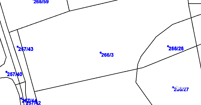 Parcela st. 266/3 v KÚ Jíloviště, Katastrální mapa