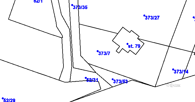 Parcela st. 373/7 v KÚ Jíloviště, Katastrální mapa