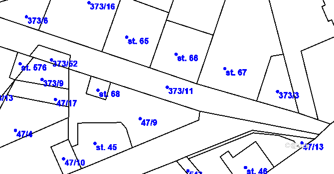 Parcela st. 373/11 v KÚ Jíloviště, Katastrální mapa