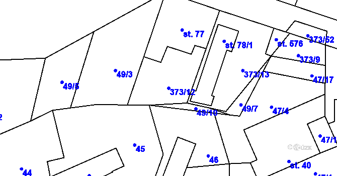 Parcela st. 373/12 v KÚ Jíloviště, Katastrální mapa