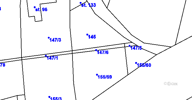 Parcela st. 147/6 v KÚ Jíloviště, Katastrální mapa