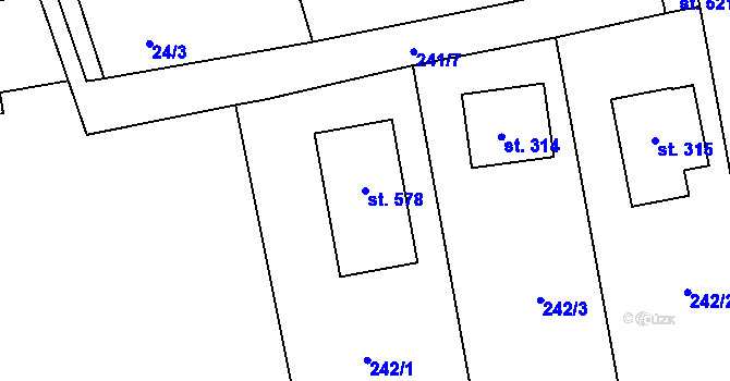 Parcela st. 578 v KÚ Jíloviště, Katastrální mapa