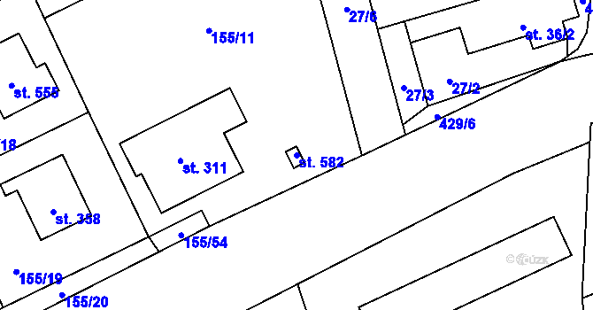 Parcela st. 582 v KÚ Jíloviště, Katastrální mapa