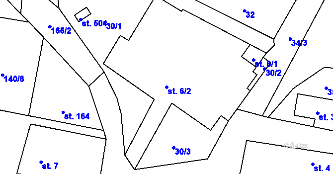 Parcela st. 6/2 v KÚ Trnová u Jíloviště, Katastrální mapa