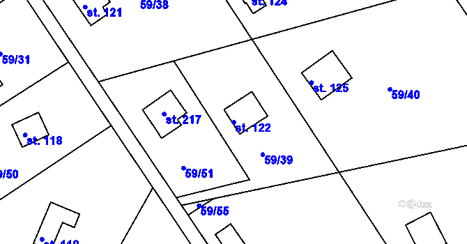 Parcela st. 122 v KÚ Trnová u Jíloviště, Katastrální mapa