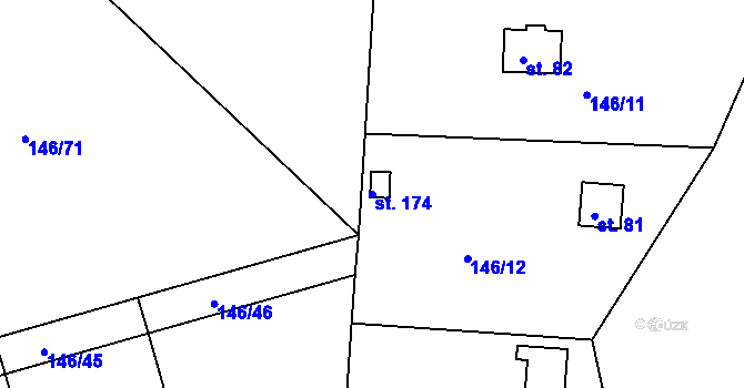 Parcela st. 174 v KÚ Trnová u Jíloviště, Katastrální mapa
