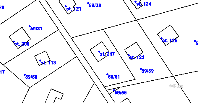 Parcela st. 217 v KÚ Trnová u Jíloviště, Katastrální mapa