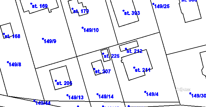 Parcela st. 225 v KÚ Trnová u Jíloviště, Katastrální mapa