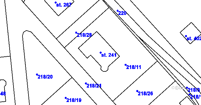 Parcela st. 241 v KÚ Trnová u Jíloviště, Katastrální mapa