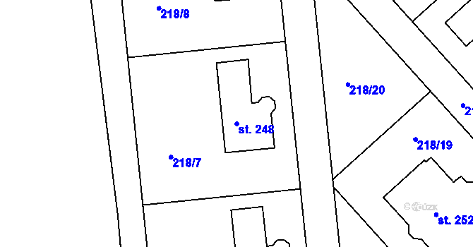 Parcela st. 248 v KÚ Trnová u Jíloviště, Katastrální mapa