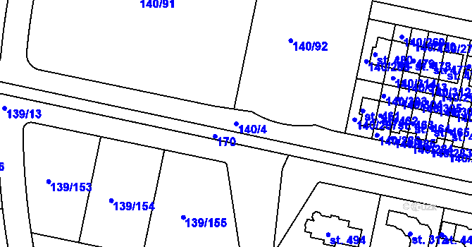 Parcela st. 140/4 v KÚ Trnová u Jíloviště, Katastrální mapa