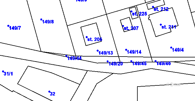 Parcela st. 149/13 v KÚ Trnová u Jíloviště, Katastrální mapa