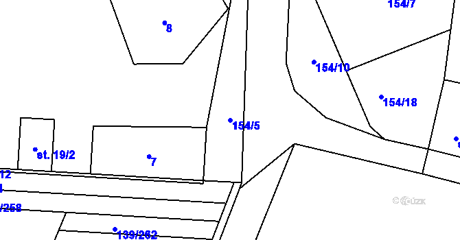 Parcela st. 154/5 v KÚ Trnová u Jíloviště, Katastrální mapa