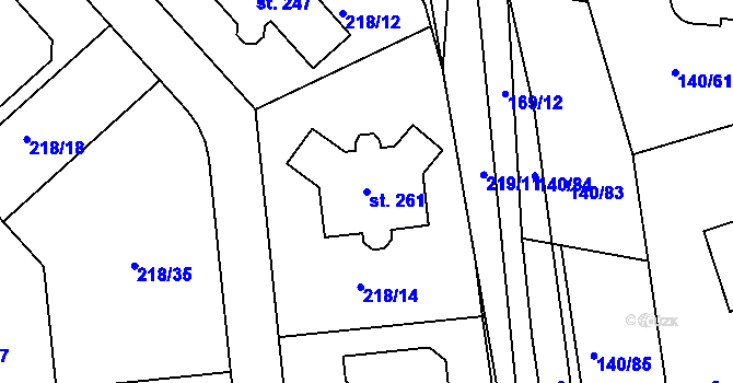 Parcela st. 261 v KÚ Trnová u Jíloviště, Katastrální mapa